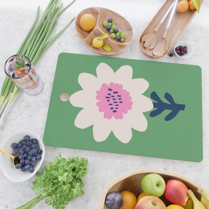 Sunflower - green & pink Cutting Board Gallery Image 2
