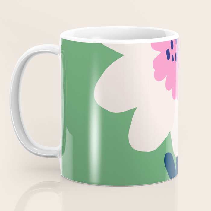 Sunflower - green & pink Coffee Mug Gallery Image 3