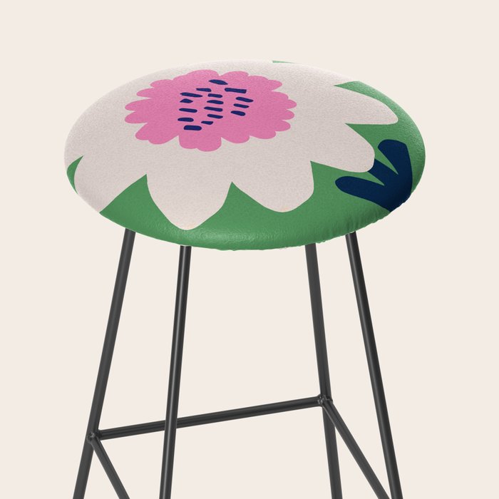 Sunflower - green & pink Stool Gallery Image 2
