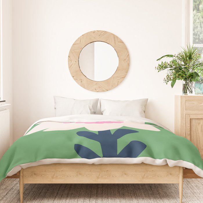 Sunflower - green & pink Duvet Cover Gallery Image 3