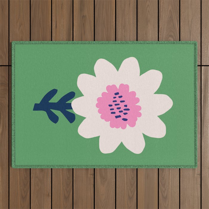 Sunflower - green & pink Outdoor Rug Gallery Image 1
