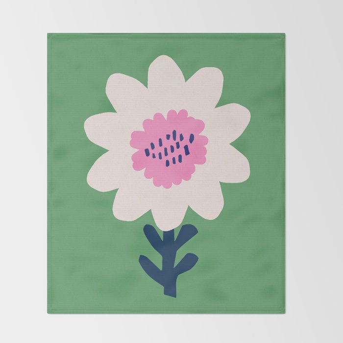 Sunflower - green & pink Throw Blanket Gallery Image 2