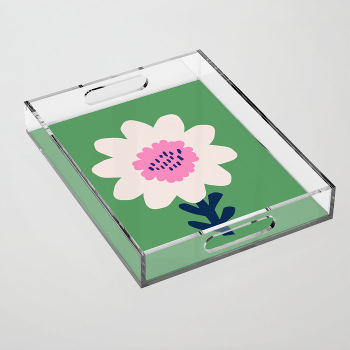 Sunflower - green & pink Acrylic Tray Gallery Image 1