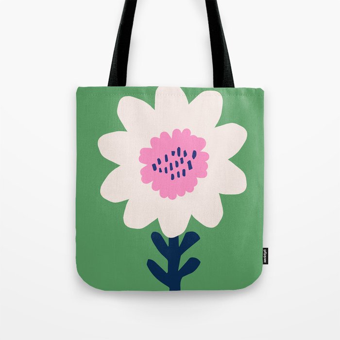 Sunflower - green & pink Tote Bag Gallery Image 1