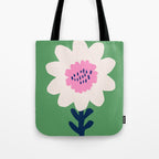 Sunflower - green & pink Tote Bag Gallery Image 1
