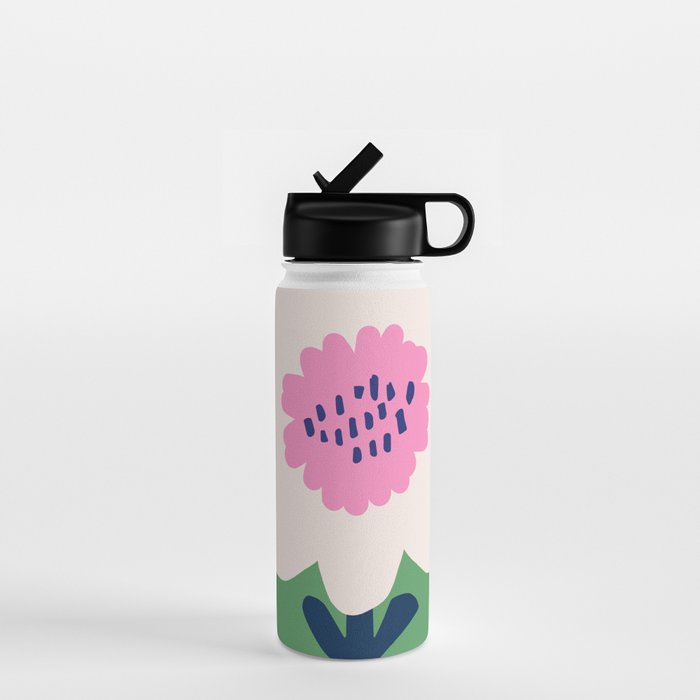 Sunflower - green & pink Water Bottle Gallery Image 1