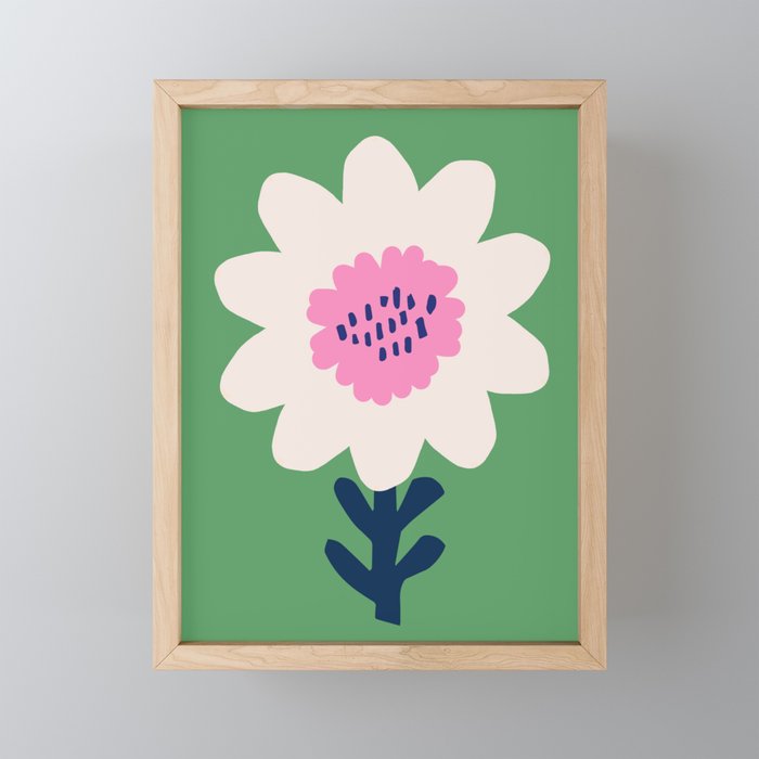 Sunflower - green & pink Mini Art Print Gallery Image 1