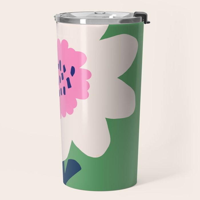 Sunflower - green & pink Travel Mug Gallery Image 2