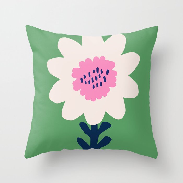 Sunflower - green & pink Throw Pillow Gallery Image 6