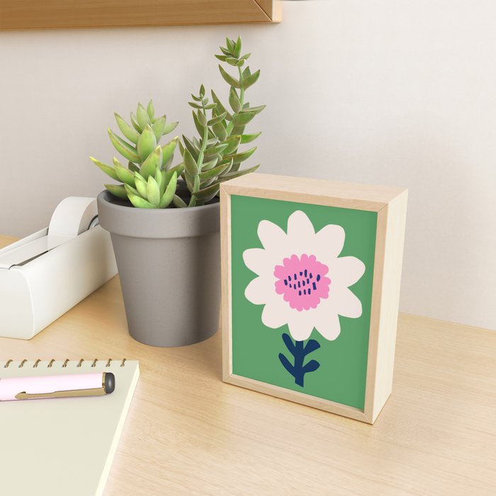 Sunflower - green & pink Mini Art Print Gallery Image 2