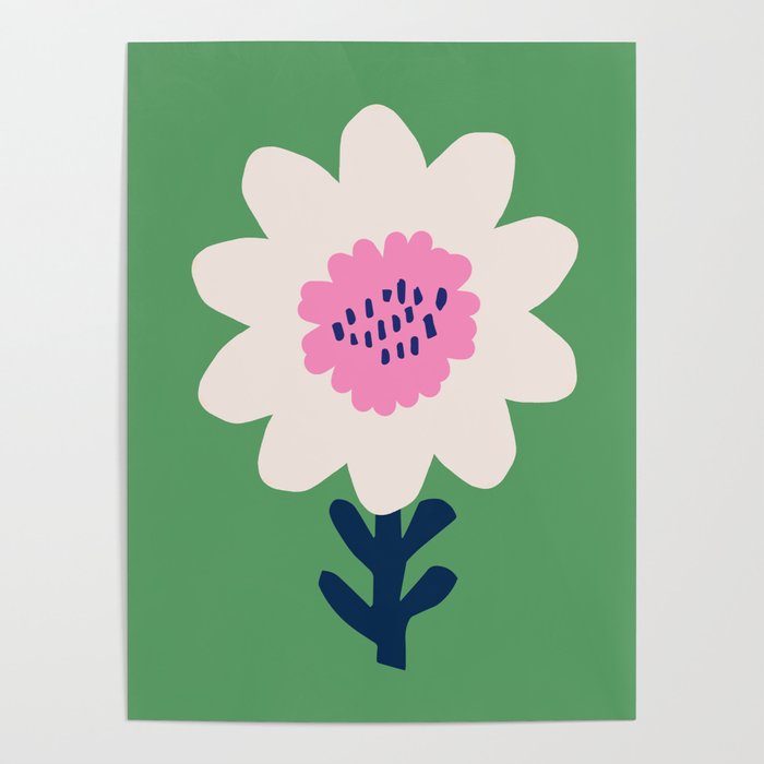Sunflower - green & pink Poster Gallery Image 1