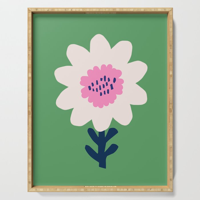 Sunflower - green & pink Serving Tray Gallery Image 1