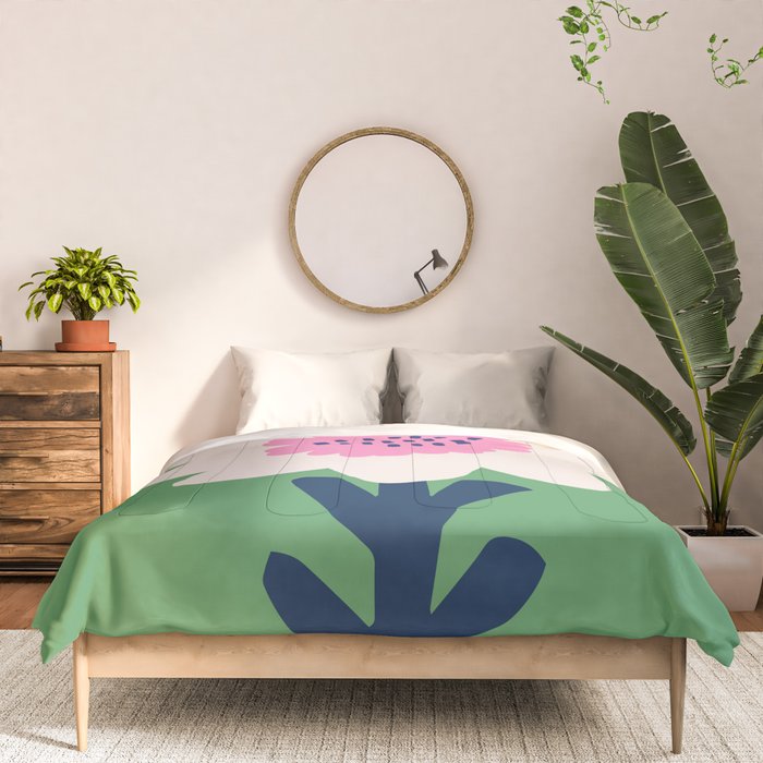 Sunflower - green & pink Comforter Gallery Image 3