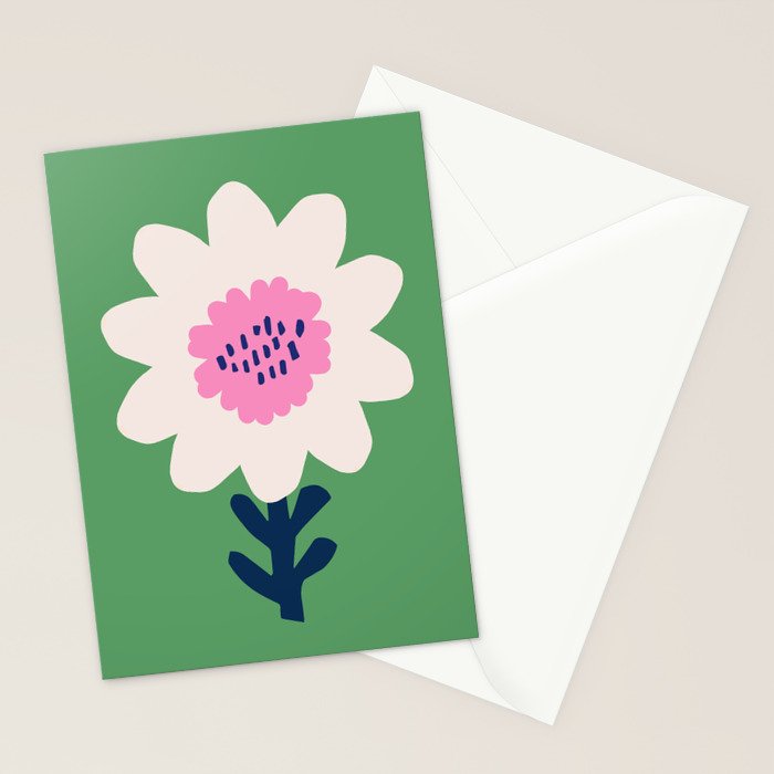 Sunflower - green & pink Stationery Card Gallery Image 2