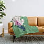 Sunflower - green & pink Throw Blanket Gallery Image 1