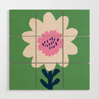 Sunflower - green & pink Wood Wall Art Gallery Image 1