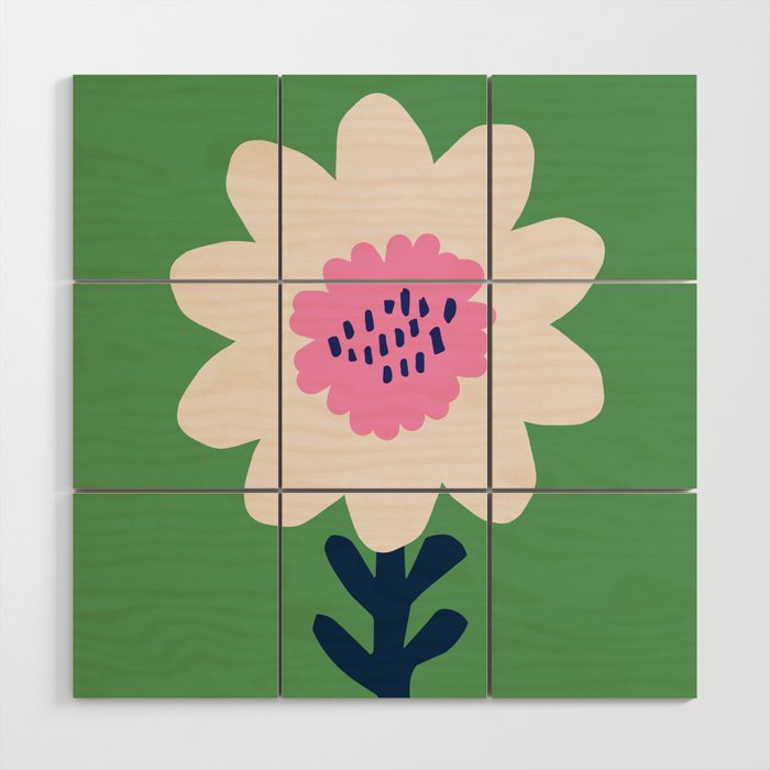Sunflower - green & pink Wood Wall Art Gallery Image 1