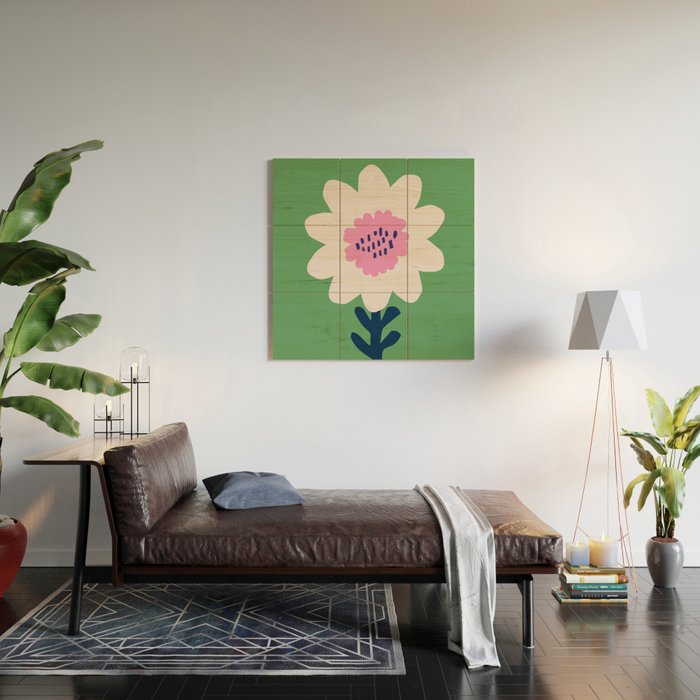 Sunflower - green & pink Wood Wall Art Gallery Image 2