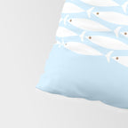 Coastal Minimalist Mid Century Modern Fish in Cool Light Blue White Brown Pillow Sham Gallery Image 4