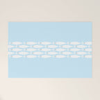 Coastal Minimalist Mid Century Modern Fish in Cool Light Blue White Brown Welcome Mat Gallery Image 1
