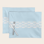 Coastal Minimalist Mid Century Modern Fish in Cool Light Blue White Brown Placemat Gallery Image 1