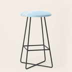 Coastal Minimalist Mid Century Modern Fish in Cool Light Blue White Brown Stool Gallery Image 1