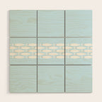 Coastal Minimalist Mid Century Modern Fish in Cool Light Blue White Brown Wood Wall Art Gallery Image 1