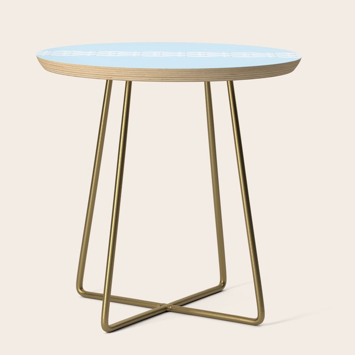 Coastal Minimalist Mid Century Modern Fish in Cool Light Blue White Brown Side Table Gallery Image 1