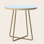 Coastal Minimalist Mid Century Modern Fish in Cool Light Blue White Brown Side Table Gallery Image 1