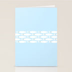 Coastal Minimalist Mid Century Modern Fish in Cool Light Blue White Brown Stationery Card Gallery Image 2