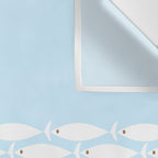 Coastal Minimalist Mid Century Modern Fish in Cool Light Blue White Brown Wall Tapestry Gallery Image 3