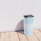 Coastal Minimalist Mid Century Modern Fish in Cool Light Blue White Brown Travel Mug Gallery Image 4