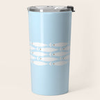 Coastal Minimalist Mid Century Modern Fish in Cool Light Blue White Brown Travel Mug Gallery Image 2
