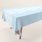 Coastal Minimalist Mid Century Modern Fish in Cool Light Blue White Brown Tablecloth Gallery Image 1