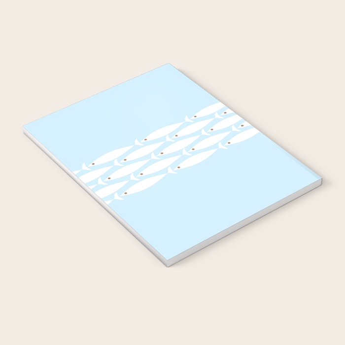 Coastal Minimalist Mid Century Modern Fish in Cool Light Blue White Brown Notebook Gallery Image 3