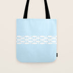 Coastal Minimalist Mid Century Modern Fish in Cool Light Blue White Brown Tote Bag Gallery Image 1