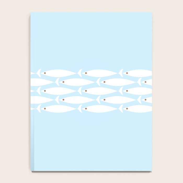 Coastal Minimalist Mid Century Modern Fish in Cool Light Blue White Brown Notebook Gallery Image 4