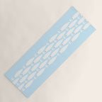Coastal Minimalist Mid Century Modern Fish in Cool Light Blue White Brown Yoga Mat Gallery Image 1