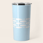 Coastal Minimalist Mid Century Modern Fish in Cool Light Blue White Brown Travel Mug Gallery Image 1