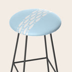 Coastal Minimalist Mid Century Modern Fish in Cool Light Blue White Brown Stool Gallery Image 2
