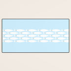 Coastal Minimalist Mid Century Modern Fish in Cool Light Blue White Brown Desk Mat Gallery Image 3