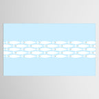 Coastal Minimalist Mid Century Modern Fish in Cool Light Blue White Brown Tablecloth Gallery Image 2
