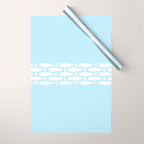 Coastal Minimalist Mid Century Modern Fish in Cool Light Blue White Brown Wrapping Paper Gallery Image 1