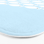 Coastal Minimalist Mid Century Modern Fish in Cool Light Blue White Brown Bath Mat Gallery Image 3