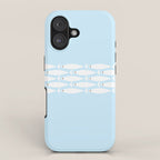 Coastal Minimalist Mid Century Modern Fish in Cool Light Blue White Brown iPhone Case Gallery Image 1