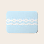 Coastal Minimalist Mid Century Modern Fish in Cool Light Blue White Brown Bath Mat Gallery Image 1