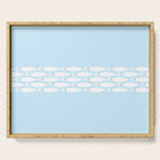 Coastal Minimalist Mid Century Modern Fish in Cool Light Blue White Brown Serving Tray Gallery Image 1