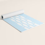 Coastal Minimalist Mid Century Modern Fish in Cool Light Blue White Brown Yoga Mat Gallery Image 2