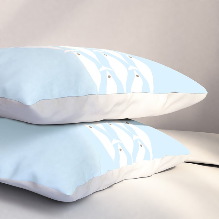 Coastal Minimalist Mid Century Modern Fish in Cool Light Blue White Brown Pillow Sham Gallery Image 3