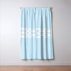 Coastal Minimalist Mid Century Modern Fish in Cool Light Blue White Brown Window Curtain Gallery Image 3